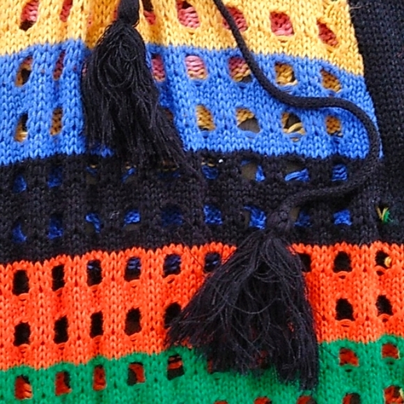 CLARA STORY BOHO CROCHET HALTER DRESS DRAWSTRING WAIST TASSELED HEM WOMANS S - Picture 7 of 7